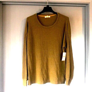 NWT Peyton Primrose Anthro Womens 2X Waffle Knit Olive Verde long sleeve sweater